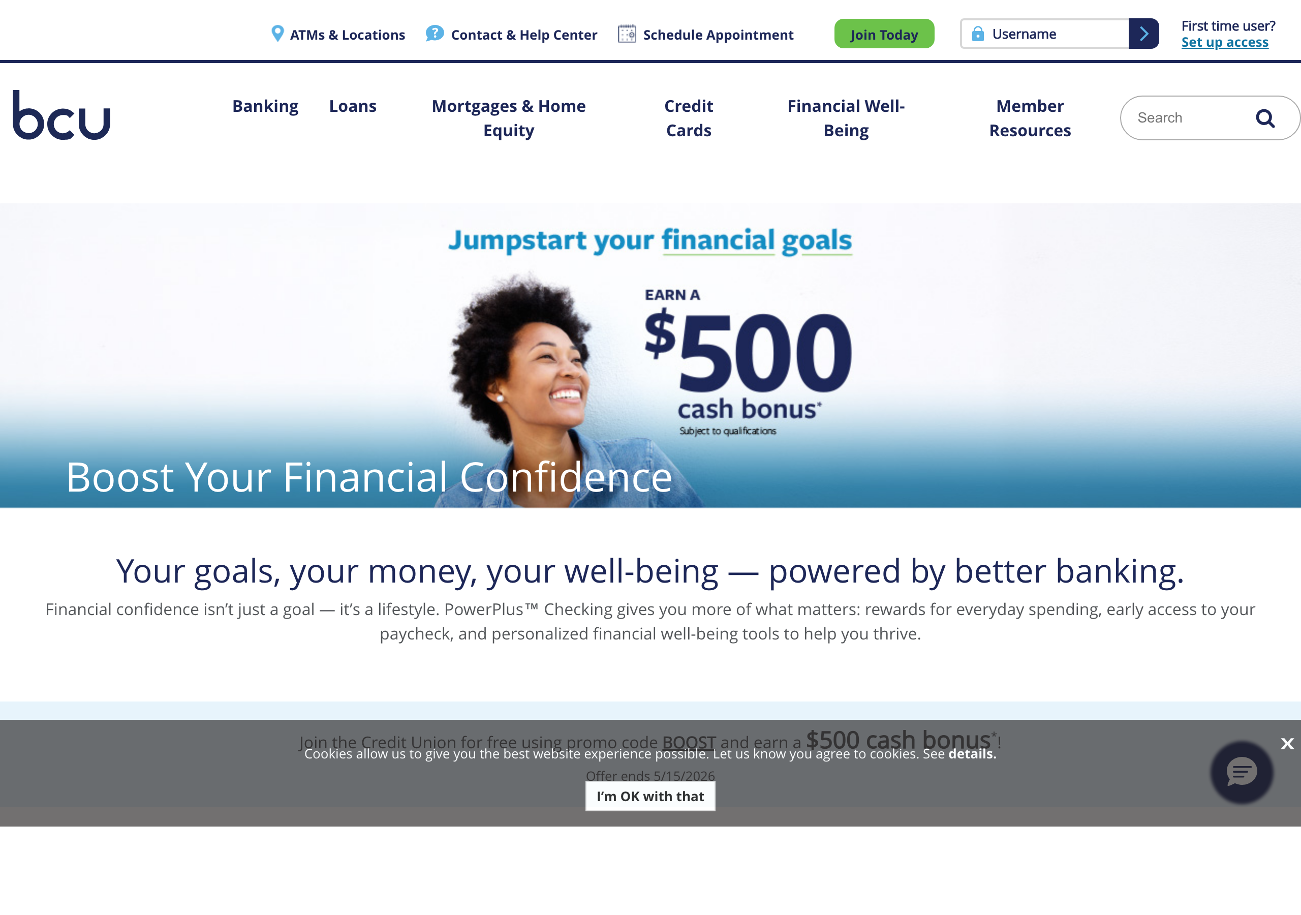 Bank promotional offer page