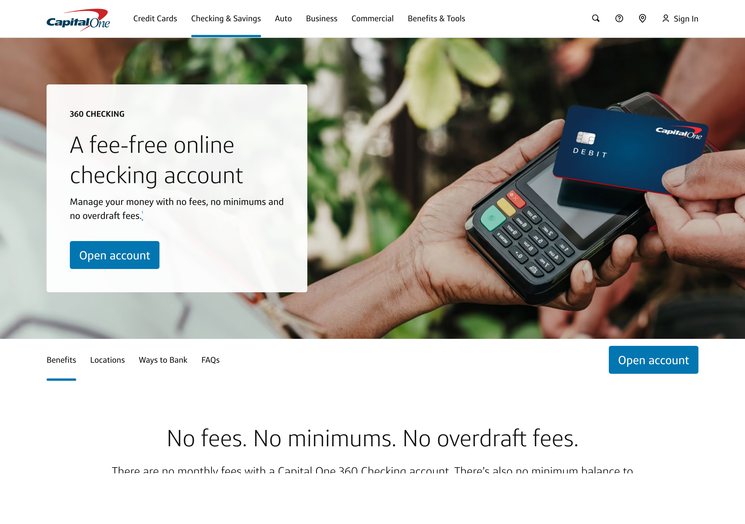 Bank promotional offer page