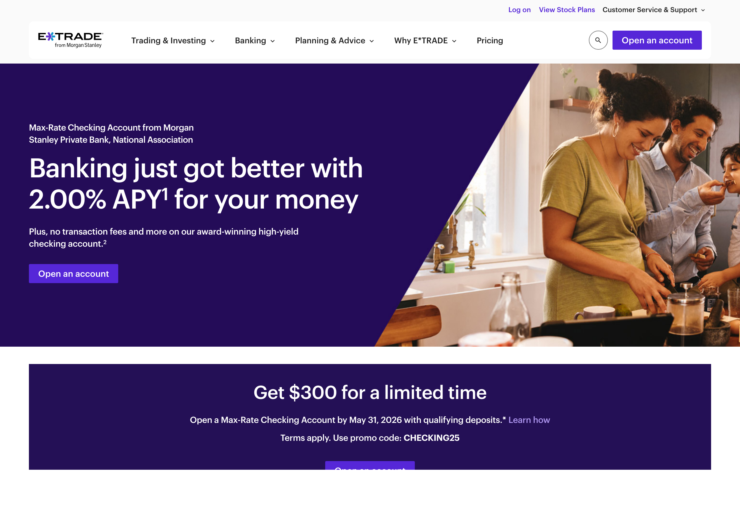 Bank promotional offer page